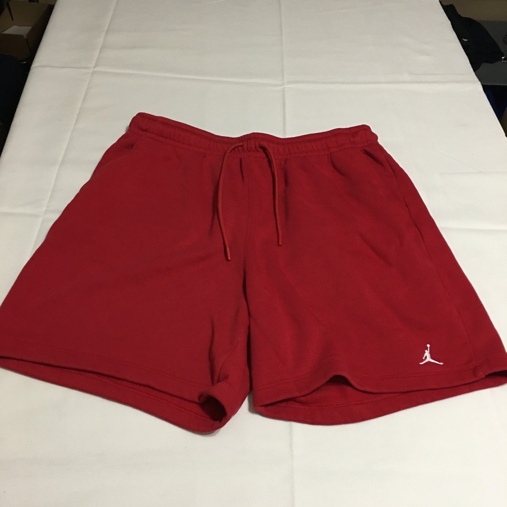 Jordan Essentials Fleece Shorts Mens 2XL Red Drawstring Elastic Waist Jumpman